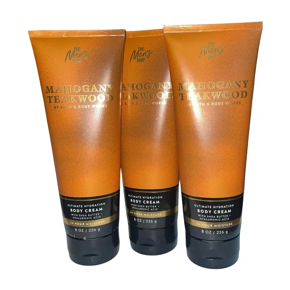Bath Body Works Mahogany Teakwood Mens Ultimate Hydration Body Cream 8oz Lot x3